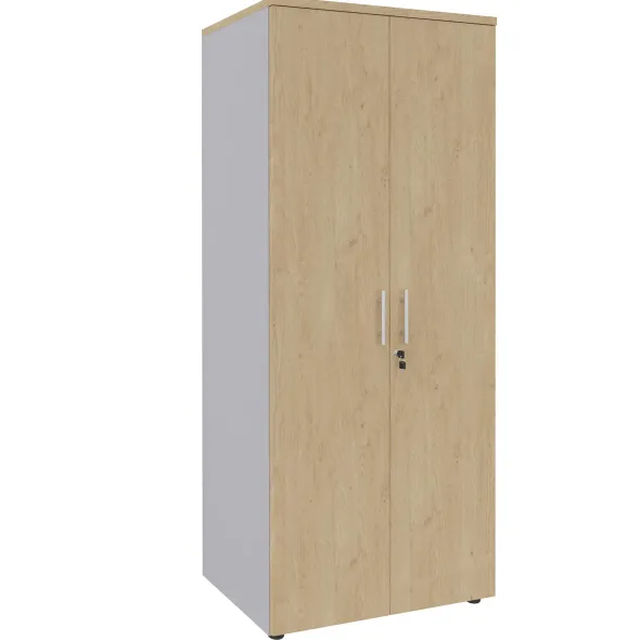 Armoire mélaminé Majesty - h. 183 x l. 80 cm - 4 tablettes métal - portes battantes