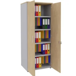 Armoire mélaminé Majesty - h. 183 x l. 100 cm - 4 tablettes métal - portes battantes