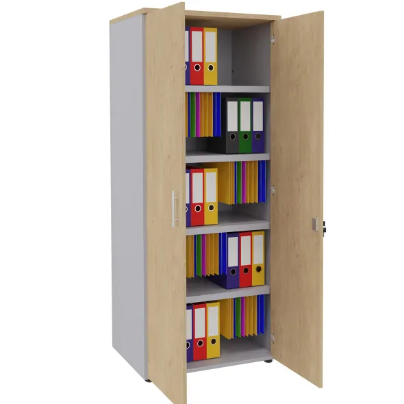 Armoire mélaminé Majesty - h. 183 x l. 100 cm - 4 tablettes métal - portes battantes