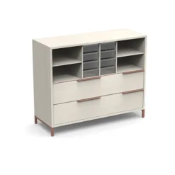 Armoire mélaminé Nouvelle Vague - l. 120 x h. 98 cm - 2 niches - 4 tiroirs - 8 bacs