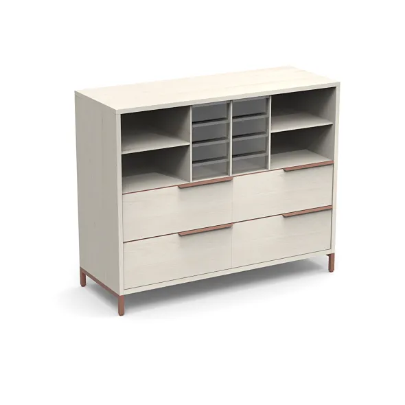 Armoire mélaminé Nouvelle Vague - l. 120 x h. 98 cm - 2 niches - 4 tiroirs - 8 bacs