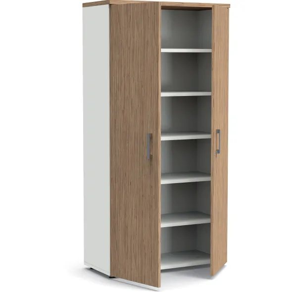 Armoire mélaminé Obade - h. 197 x l. 100 cm - 5 tablettes métal - portes battantes