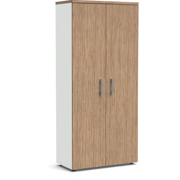 Armoire mélaminé Obade - h. 197 x l. 80 cm - 5 tablettes métal - portes battantes