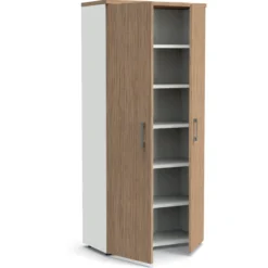 Armoire mélaminé Obade - h. 197 x l. 80 cm - 5 tablettes métal - portes battantes