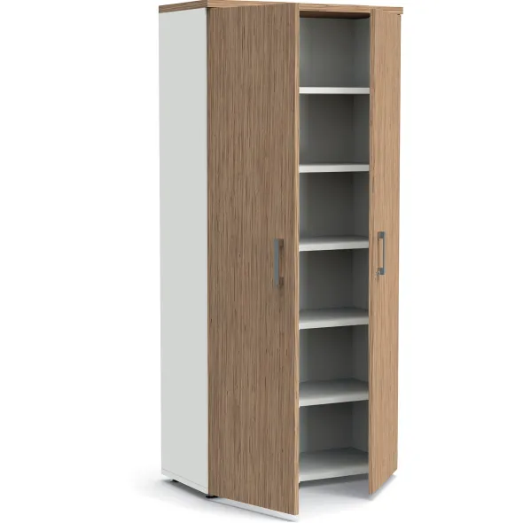 Armoire mélaminé Obade - h. 197 x l. 80 cm - 5 tablettes métal - portes battantes