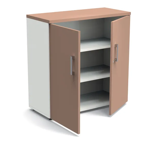 Armoire mélaminé Obade - h. 101 x l. 100 cm - 2 tablettes métal - portes battantes