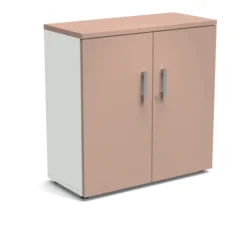 Armoire mélaminé Obade - h. 101 x l. 100 cm - 2 tablettes métal - portes battantes