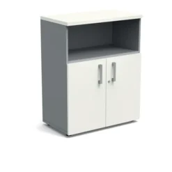 Armoire mélaminé Obade - h. 101 x l. 80 cm - 1 tablette métal - portes battantes et niche