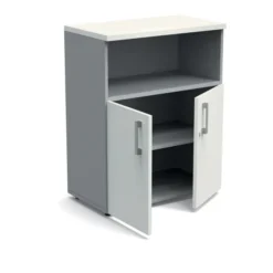 Armoire mélaminé Obade - h. 101 x l. 80 cm - 1 tablette métal - portes battantes et niche