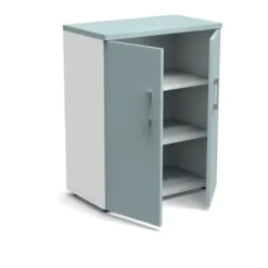 Armoire mélaminé Obade - h. 101 x l. 80 cm - 2 tablettes métal - portes battantes