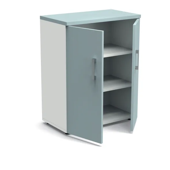 Armoire mélaminé Obade - h. 101 x l. 80 cm - 2 tablettes métal - portes battantes
