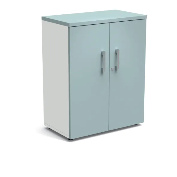 Armoire mélaminé Obade - h. 101 x l. 80 cm - 2 tablettes métal - portes battantes
