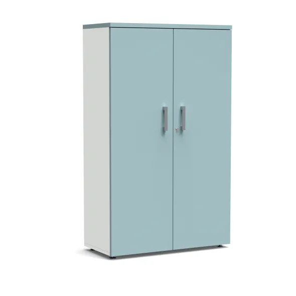 Armoire mélaminé Obade - h. 165 x l. 100 cm - 4 tablettes métal - portes battantes