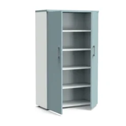 Armoire mélaminé Obade - h. 165 x l. 100 cm - 4 tablettes métal - portes battantes