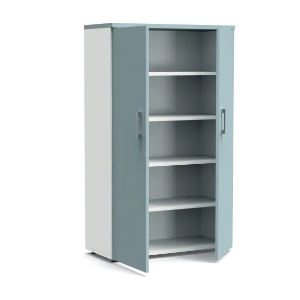 Armoire mélaminé Obade - h. 165 x l. 100 cm - 4 tablettes métal - portes battantes