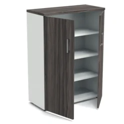 Armoire mélaminé Obade - h. 133 x l. 100 cm - 3 tablettes métal - portes battantes
