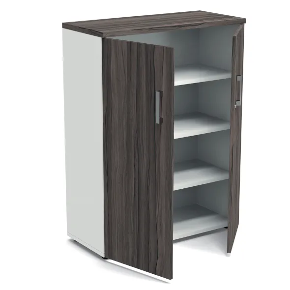 Armoire mélaminé Obade - h. 133 x l. 100 cm - 3 tablettes métal - portes battantes
