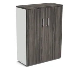 Armoire mélaminé Obade - h. 133 x l. 100 cm - 3 tablettes métal - portes battantes