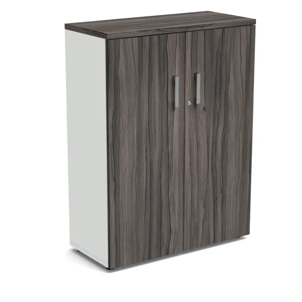 Armoire mélaminé Obade - h. 133 x l. 100 cm - 3 tablettes métal - portes battantes