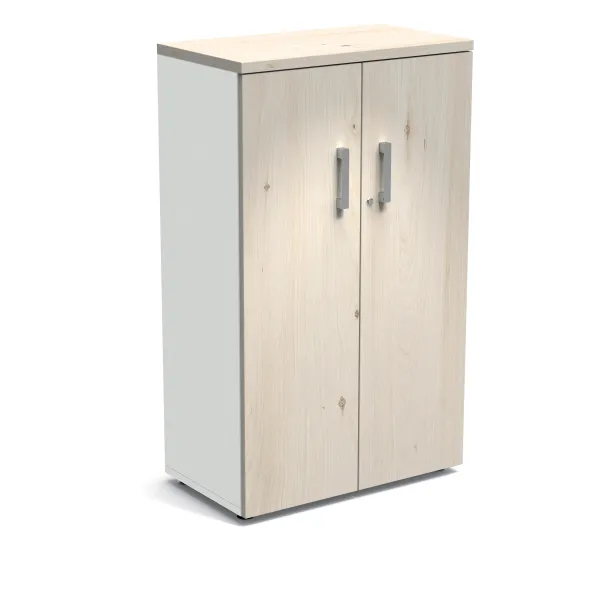 Armoire mélaminé Obade - h. 133 x l. 80 cm - 3 tablettes métal - portes battantes