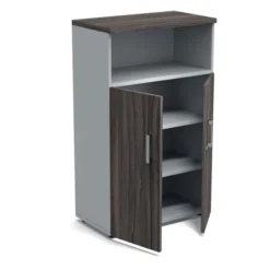 Armoire mélaminé Obade - h. 133 x l. 80 cm - 2 tablettes métal - portes battantes et niche