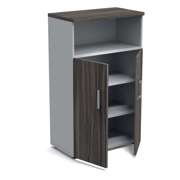 Armoire mélaminé Obade - h. 133 x l. 80 cm - 2 tablettes métal - portes battantes et niche