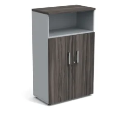 Armoire mélaminé Obade - h. 133 x l. 80 cm - 2 tablettes métal - portes battantes et niche