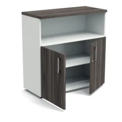 Armoire mélaminé Obade - h. 101 x l. 100 cm - 1 tablette métal - portes battantes et niche