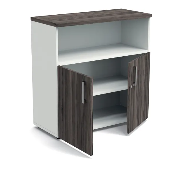 Armoire mélaminé Obade - h. 101 x l. 100 cm - 1 tablette métal - portes battantes et niche