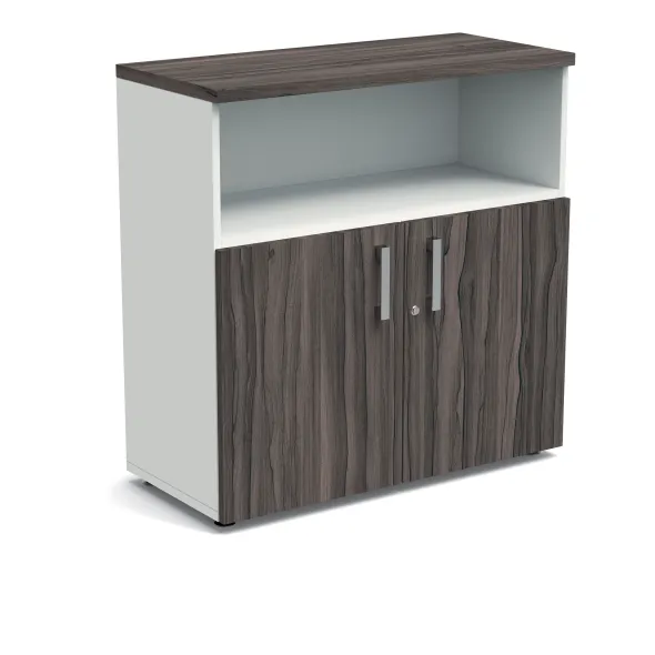 Armoire mélaminé Obade - h. 101 x l. 100 cm - 1 tablette métal - portes battantes et niche