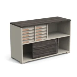 Armoire mélaminé Obade + - h. 73 x l. 120 cm - 10 tiroirs + 1 niche - 2 portes coulissantes