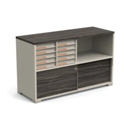 Armoire mélaminé Obade + - h. 73 x l. 120 cm - 10 tiroirs + 1 niche - 2 portes coulissantes