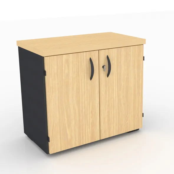 Armoire mélaminé placage bois Amphitéo - h. 73 x l. 80 cm - 2 tablettes - portes battantes