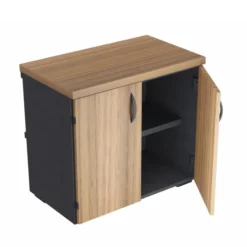 Armoire mélaminé placage bois Amphitéo - h. 73 x l. 80 cm - 2 tablettes - portes battantes