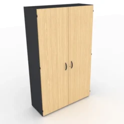 Armoire mélaminé placage bois Amphitéo - h. 197 x l. 120 cm - 4 tablettes métal