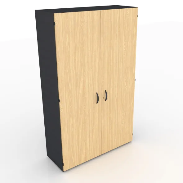 Armoire mélaminé placage bois Amphitéo - h. 197 x l. 120 cm - 4 tablettes métal