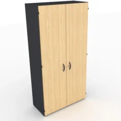 Armoire mélaminé placage bois Amphitéo - h. 197 x l. 100 cm - 4 tablettes métal