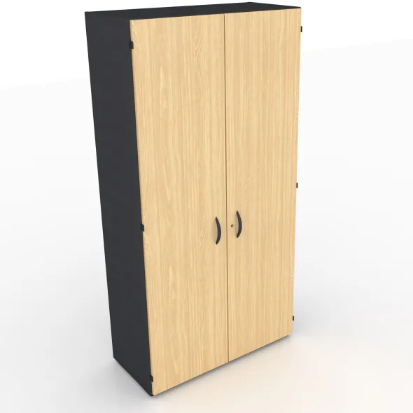 Armoire mélaminé placage bois Amphitéo - h. 197 x l. 100 cm - 4 tablettes métal
