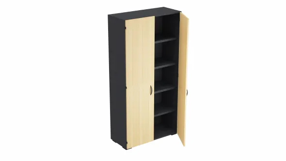 Armoire mélaminé placage bois Amphitéo - h. 197 x l. 100 cm - 4 tablettes métal