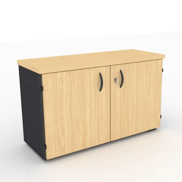 Armoire mélaminé placage bois Amphitéo - h. 73 x l. 120 cm - 2 tablettes - portes battantes