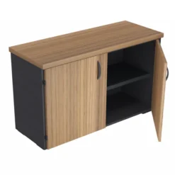 Armoire mélaminé placage bois Amphitéo - h. 73 x l. 120 cm - 2 tablettes - portes battantes