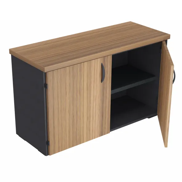 Armoire mélaminé placage bois Amphitéo - h. 73 x l. 120 cm - 2 tablettes - portes battantes