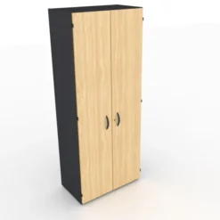 Armoire mélaminé placage bois Amphitéo - h. 197 x l. 80 cm - 4 tablettes métal