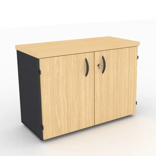 Armoire mélaminé placage bois Amphitéo - h. 73 x l. 100 cm - 2 tablettes - portes battantes