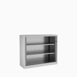 Armoire métallique Corial - h. 100 x l. 120 cm - 2 tablettes - unicolore - fermeture rideaux