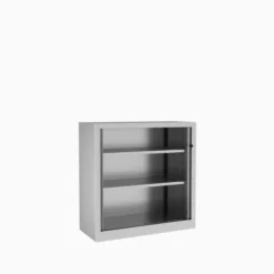 Armoire métallique Corial - h. 100 x l. 100 cm - 2 tablettes - unicolore - fermeture rideaux - délai court