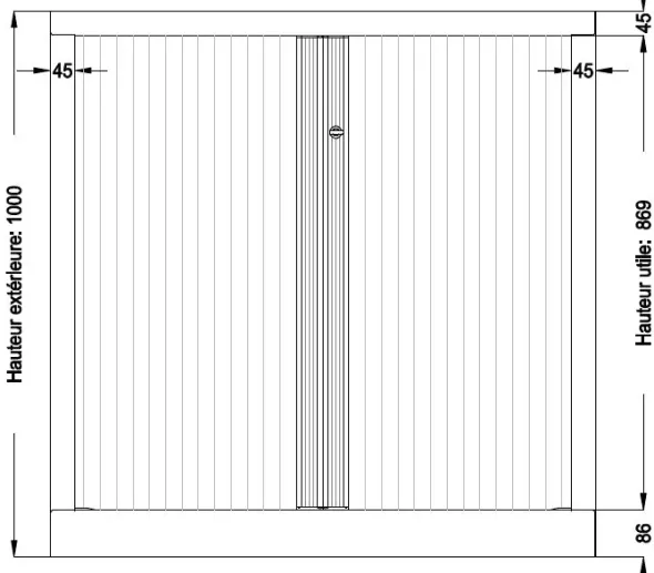 Armoire métallique Corial - h. 100 x l. 100 cm - 2 tablettes - façade décor bois - fermeture rideaux - délai court