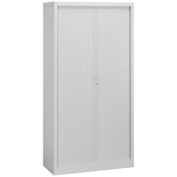 Armoire métallique démontable Union - h. 198 x l. 100 cm - 4 tablettes fermeture rideau - corps et rideau gris