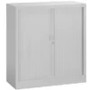 Armoire métallique démontable Union - h. 100 x l. 100 cm - 2 tablettes fermeture rideaux - corps et rideau gris