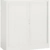 Armoire métallique démontable Union - h. 100 x l. 100 cm - 2 tablettes fermeture rideaux - corps blanc / rideau blanc